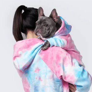 Sparkpaws Velvet Human Hoodie Tie-Dye Pink & Blue set (Medium)
